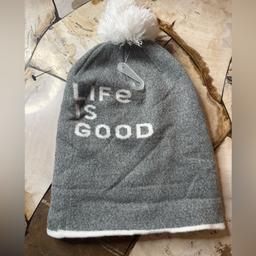 Life Is Good - Toboggan- NEW!!!!   Gray/White with White Pom Pom on Top